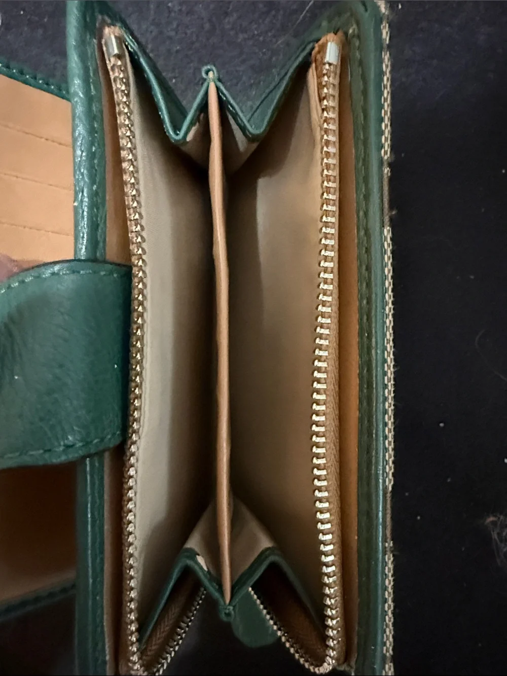 Coach Signature Crossbody with Green Leather Trim
